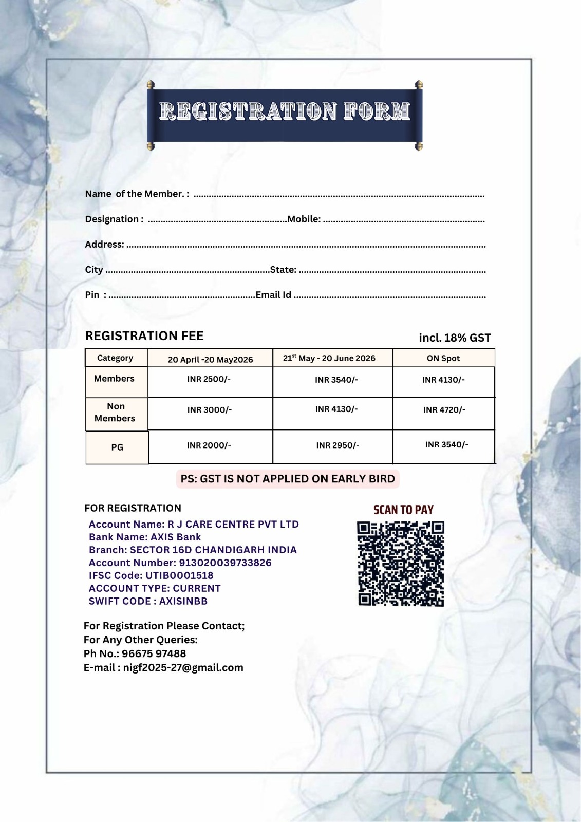 Join the NIGF Annual Conference 2026 at Fortis Hospital Mohali, Chandigarh on 18–19 July 2026. Participate in scientific sessions, workshops, paper and poster presentations, quiz competitions, MCM, GBM, and networking opportunities.